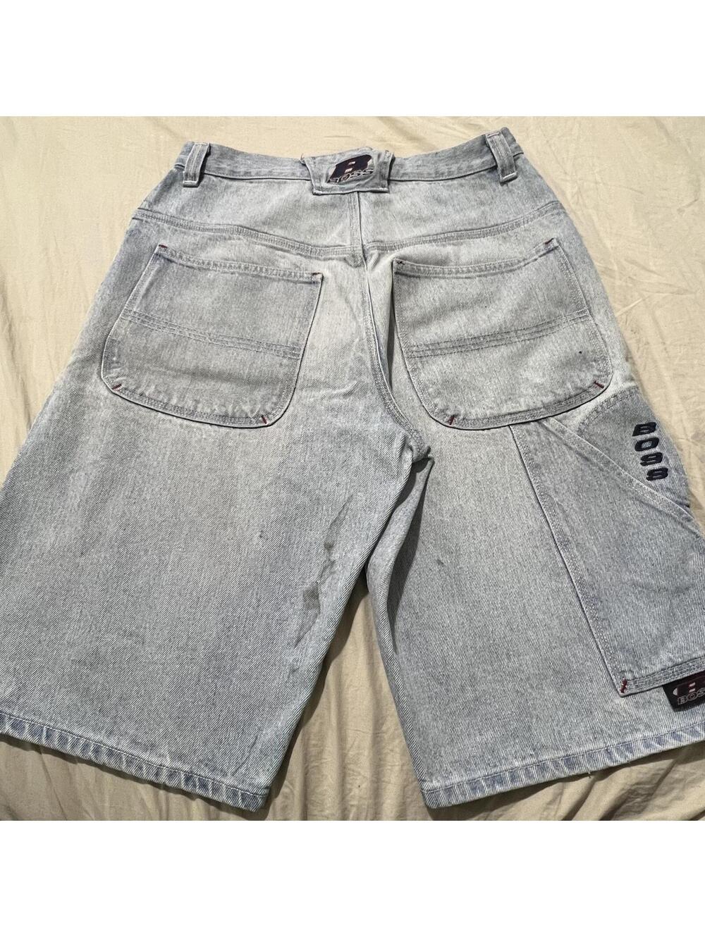 Vintage Boss Baggy Embroidered Carpenter Y2K Skater Denim Shorts 31x13 tag32 90s